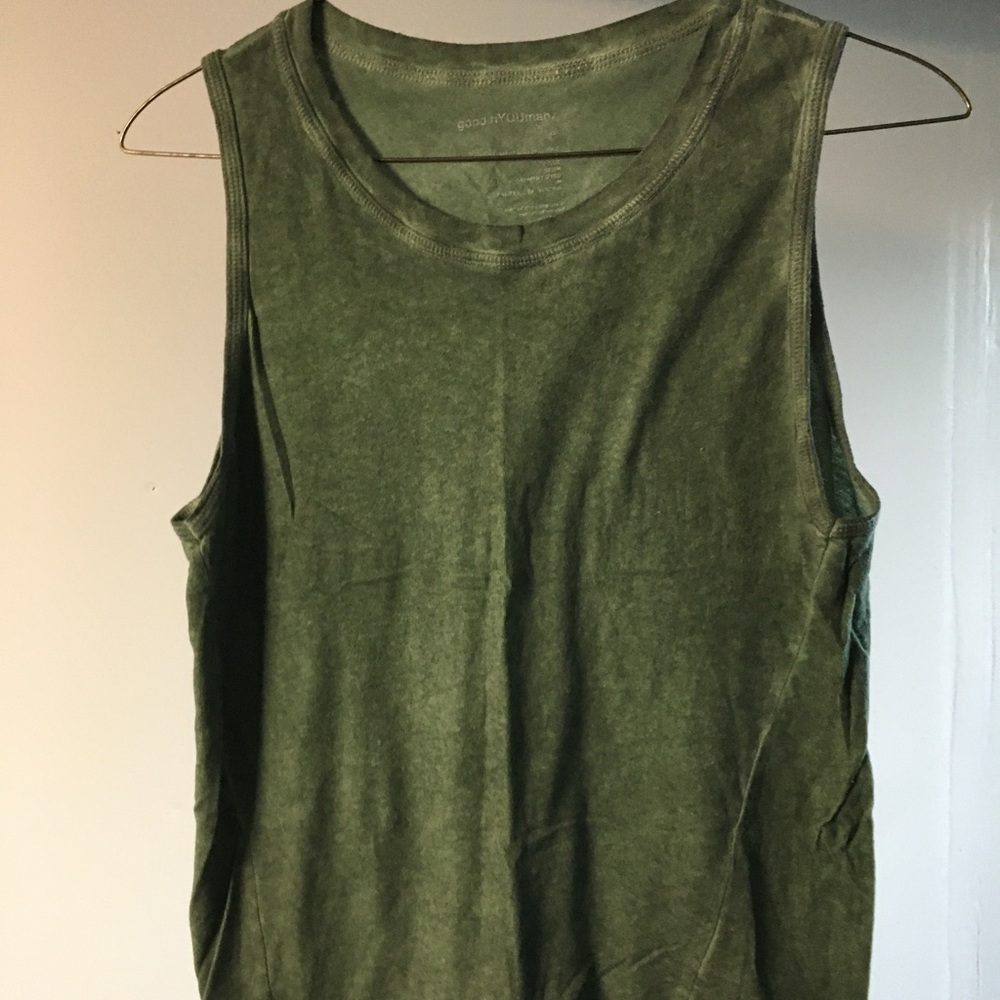 Good HYouman muscle tank, green, cinch waist